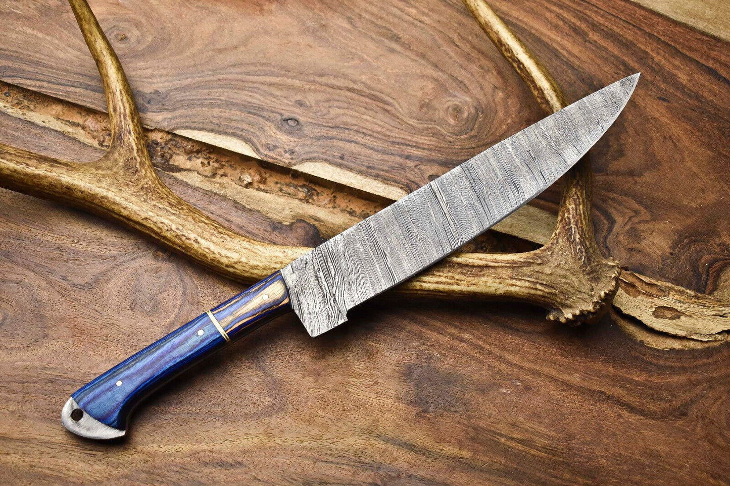 130 Handmade Damascus Steel Chef Knife  Full Tang Kitchen Knife  Custom Forged 384 Layer Blade 3