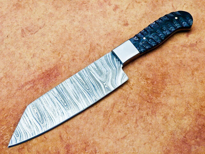 12 Handmade Damascus Steel Professional Chef Knife  Custom Forged Kitchen Knife With Hard Wood Hand 3