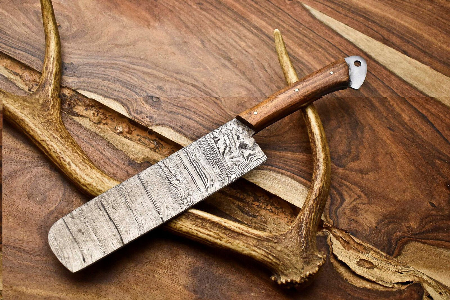 Custom Handmade Damascus Chef Knife | 12" Professional Kitchen Knife with Hard Wood Handle