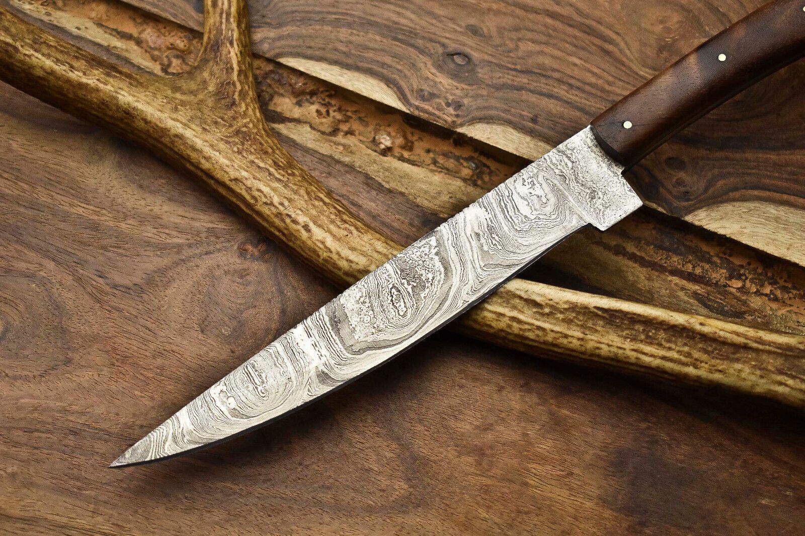 12 Forged Damascus Steel Chef Knife  Handcrafted Kitchen Knife With Brass Bolster 2