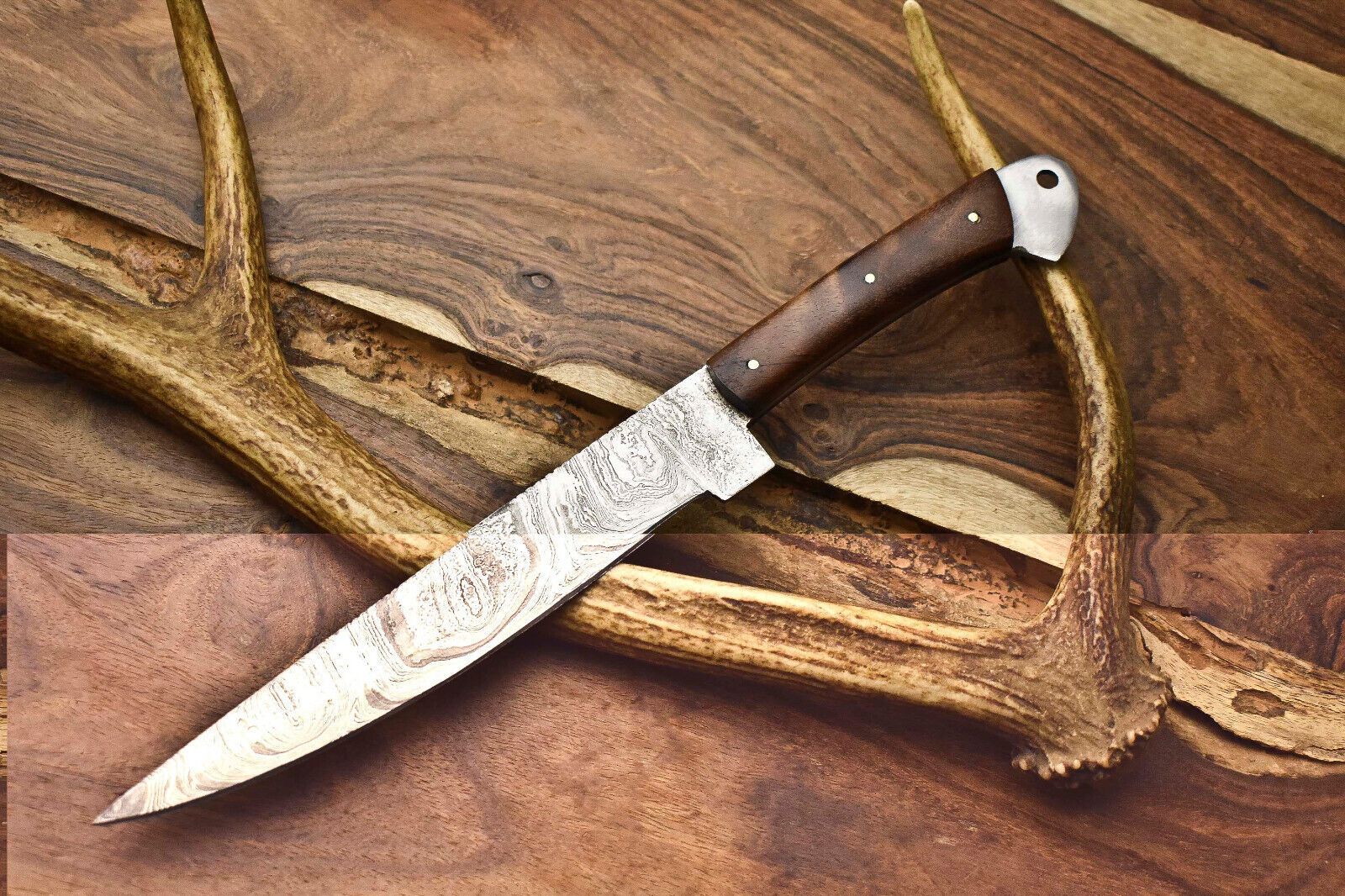 12" Forged Damascus Steel Chef Knife | Handcrafted Kitchen Knife with Brass Bolster