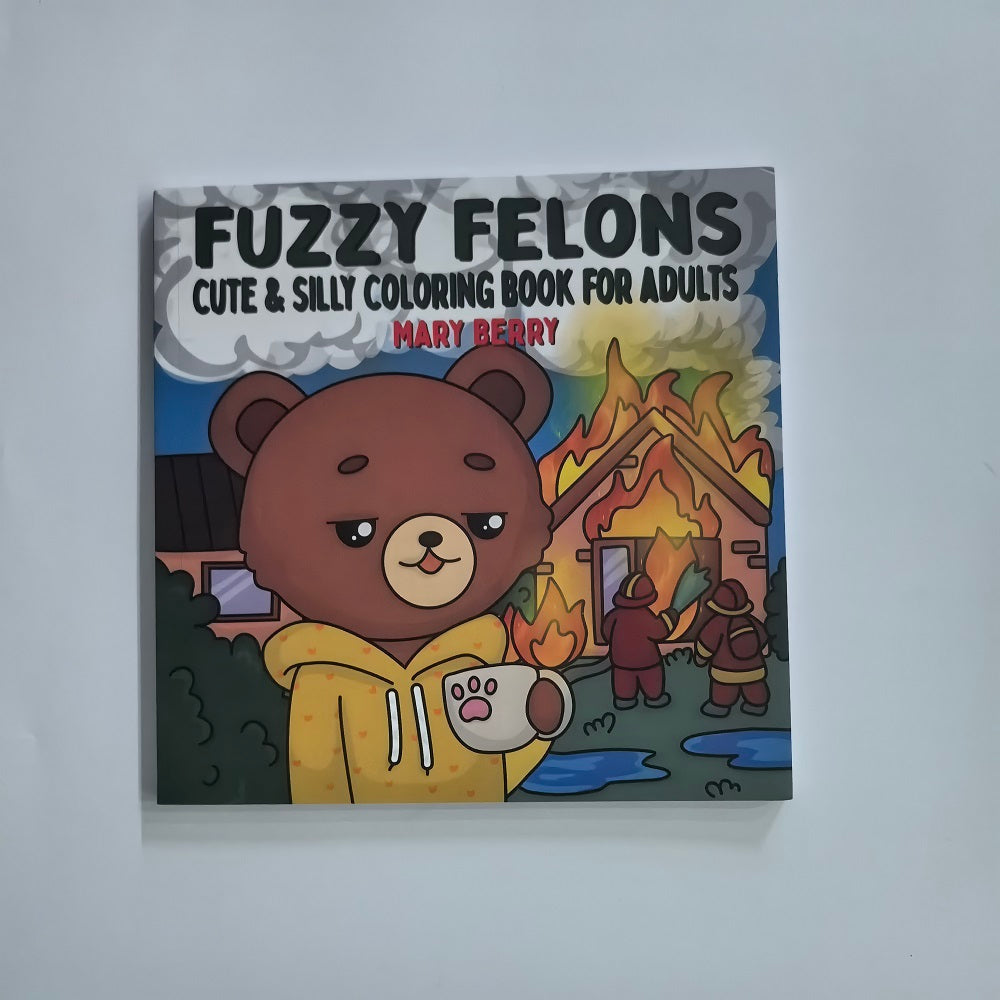 Fuzzy Felons Coloring Book for Adults, Cute Animal Characters, Calming Scenes for Stress Relief, Creative Gift for Teens