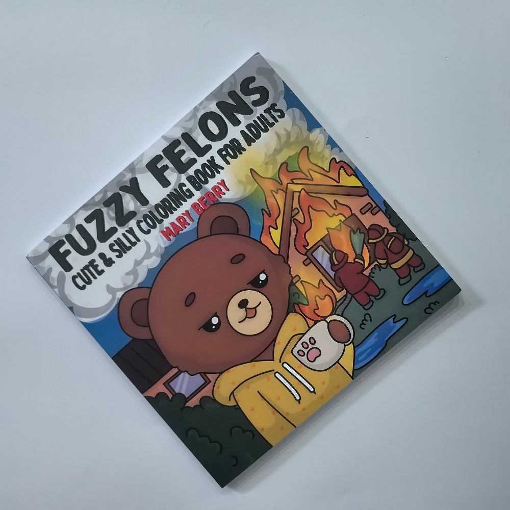 Fuzzy Felons Coloring Book for Adults, Cute Animal Characters, Calming Scenes for Stress Relief, Creative Gift for Teens