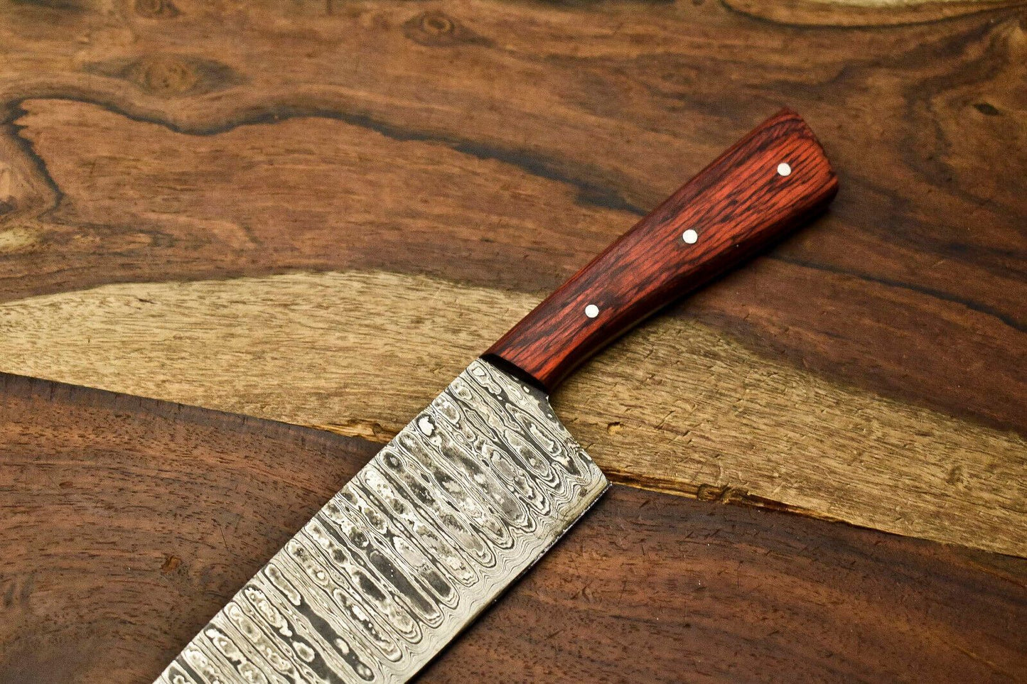 Artisan Damascus Steel Chef Knife  Custom 12 Kitchen Knife With Wooden Handle 1