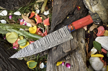 13.0" Handmade Damascus Steel Chef Knife | Full Tang Kitchen Knife | Custom Forged Blade