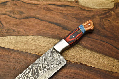 Luxury Damascus Steel Kitchen Knife  Handmade Full Tang 12 Inch Chef Knife 1