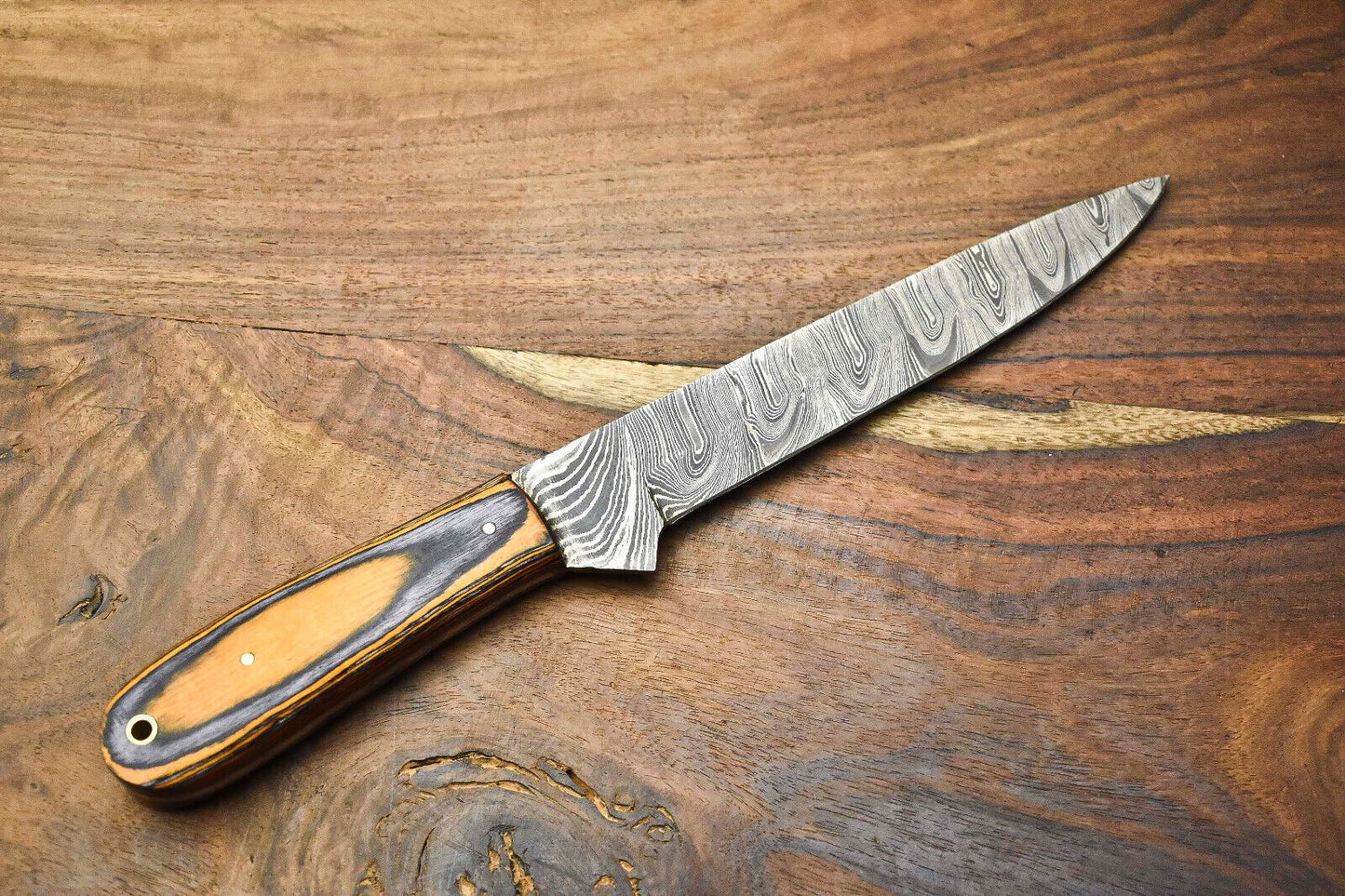12 Damascus Steel Kitchen Knife  Custom Forged Chef Knife With Wooden Handle 3