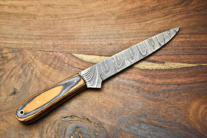 12 Damascus Steel Kitchen Knife  Custom Forged Chef Knife With Wooden Handle 3