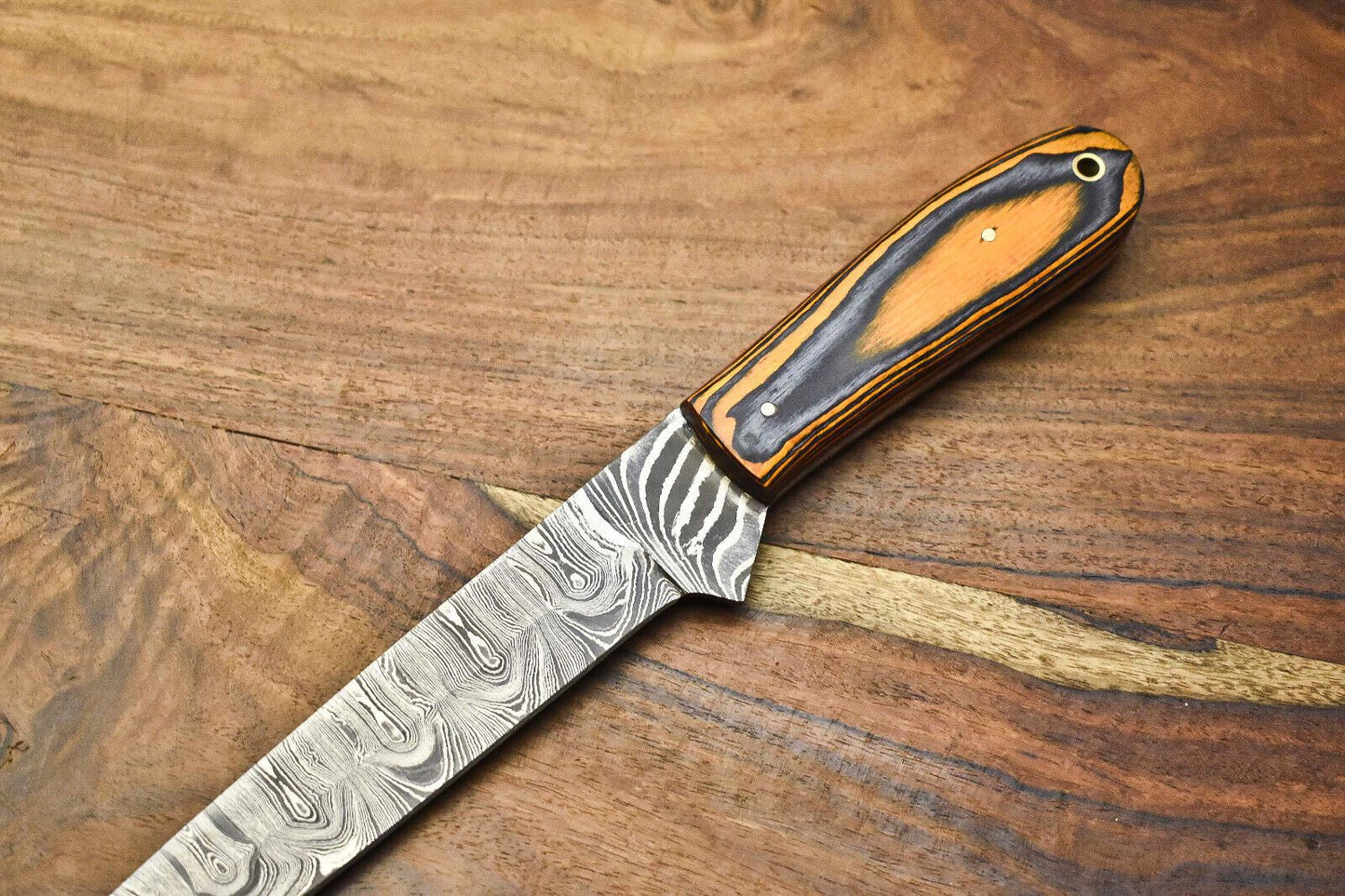 12 Damascus Steel Kitchen Knife  Custom Forged Chef Knife With Wooden Handle 1