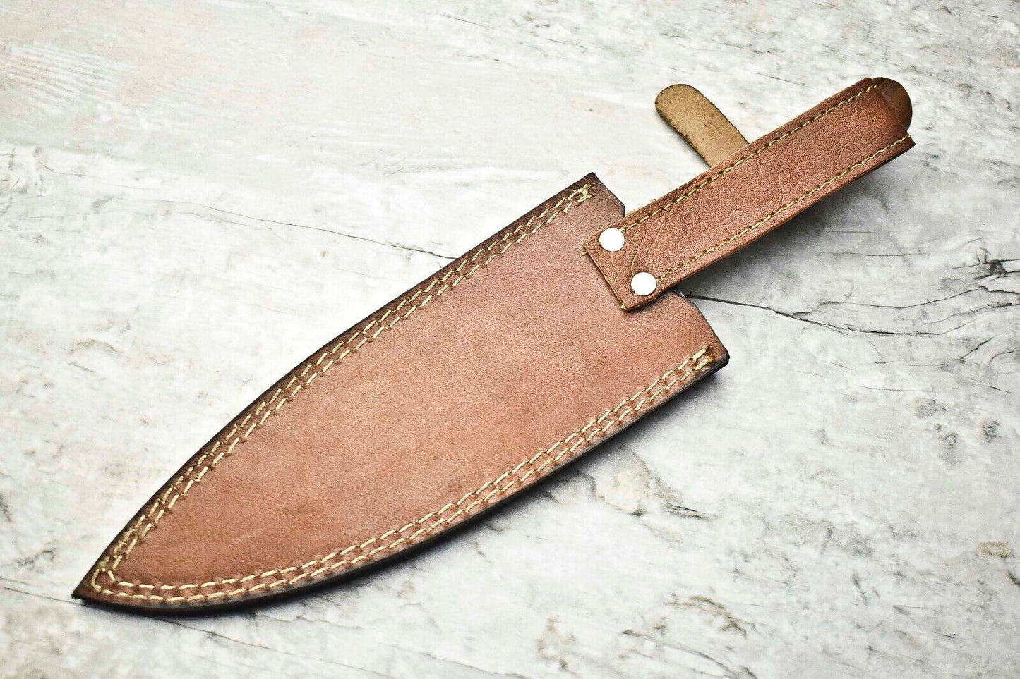 Custom Damascus Steel Chef Knife  12 Inch Forged Blade With Brass  Wood Handle 4