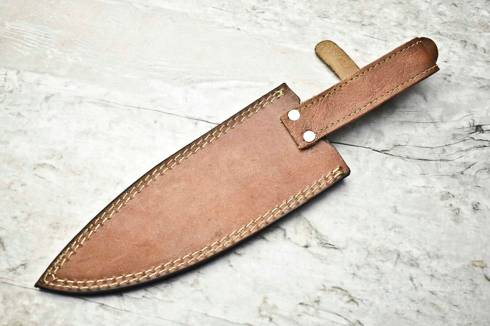 Custom Damascus Steel Chef Knife  12 Inch Forged Blade With Brass  Wood Handle 4