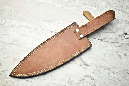 Custom Damascus Steel Chef Knife  12 Inch Forged Blade With Brass  Wood Handle 4
