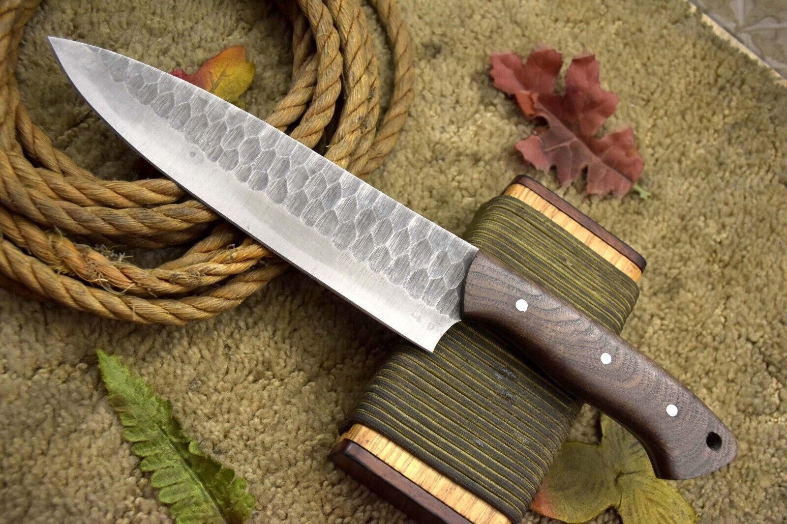 Handmade Damascus Steel 130 Chef Knife  Full Tang Kitchen Knife  Custom Forged Blade 1