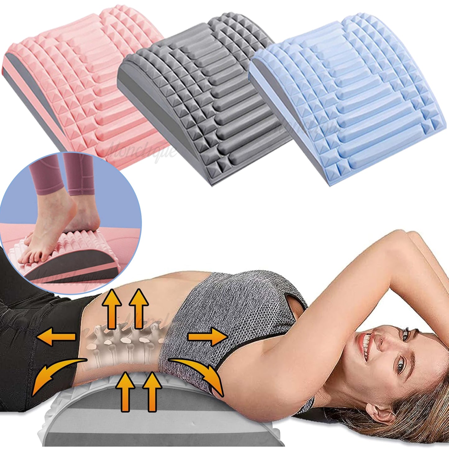 Spine Correction Back Exercise, Lumbar Cervical Traction Massage Pillow, Hump Back Fitness Stretching Equipments