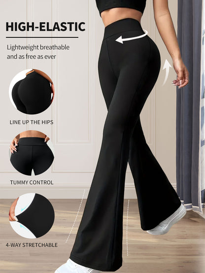 Thin Wide Leg Pants for Slim Women, High Waisted Tight Fitting Flared Pants, Slim Leg Long Black Pants for Spring