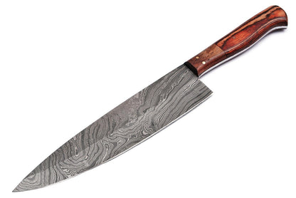 Custom Forged 13 Inch Damascus Steel Chef Knife | Handmade Kitchen Cutlery Gift