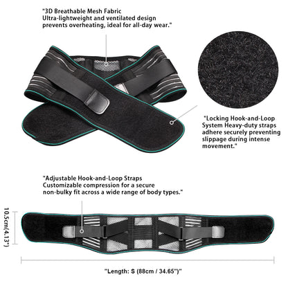 Adjustable Lumbar Support Belt Lower Back Brace For Pain Relief Breathable And Stabilizing With 4 S 2