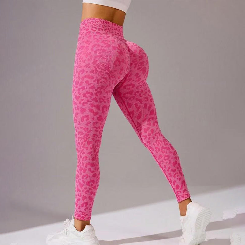 Seamless Yoga Leggings for Women, High Waist Tights, Sexy Leopard Print, Hip Lift Fitness Leggings