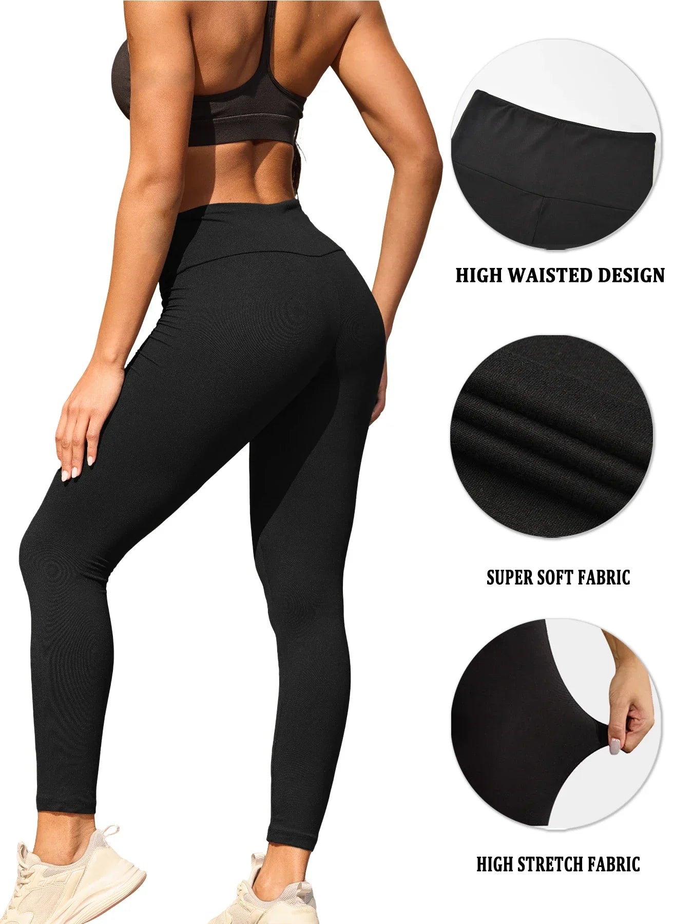 High Waisted Tummy Control Leggings for Women, Super Soft, No See Through, Workout Yoga Running Athletic Push Up Gym Fit