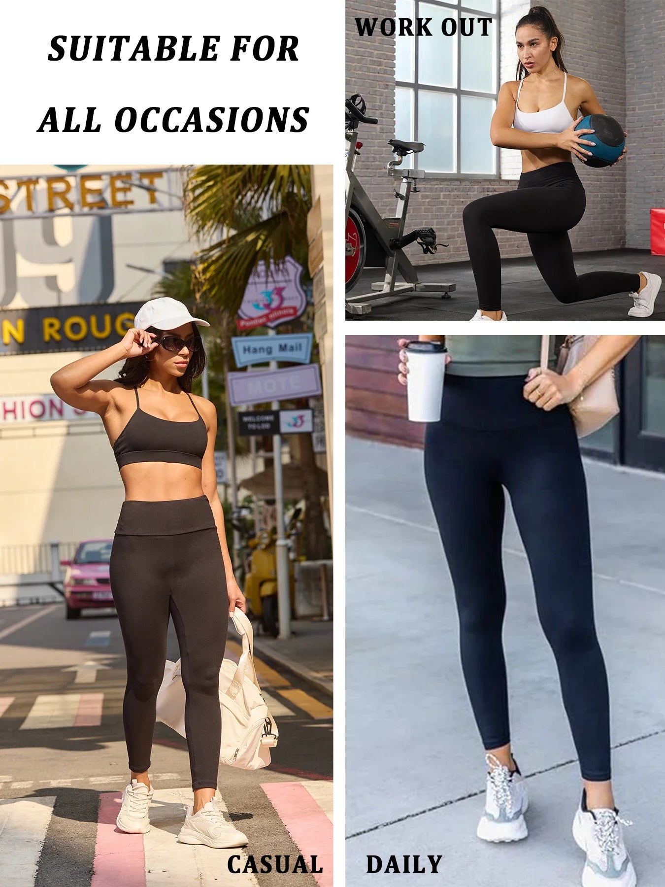 High Waisted Tummy Control Leggings for Women, Super Soft, No See Through, Workout Yoga Running Athletic Push Up Gym Fit