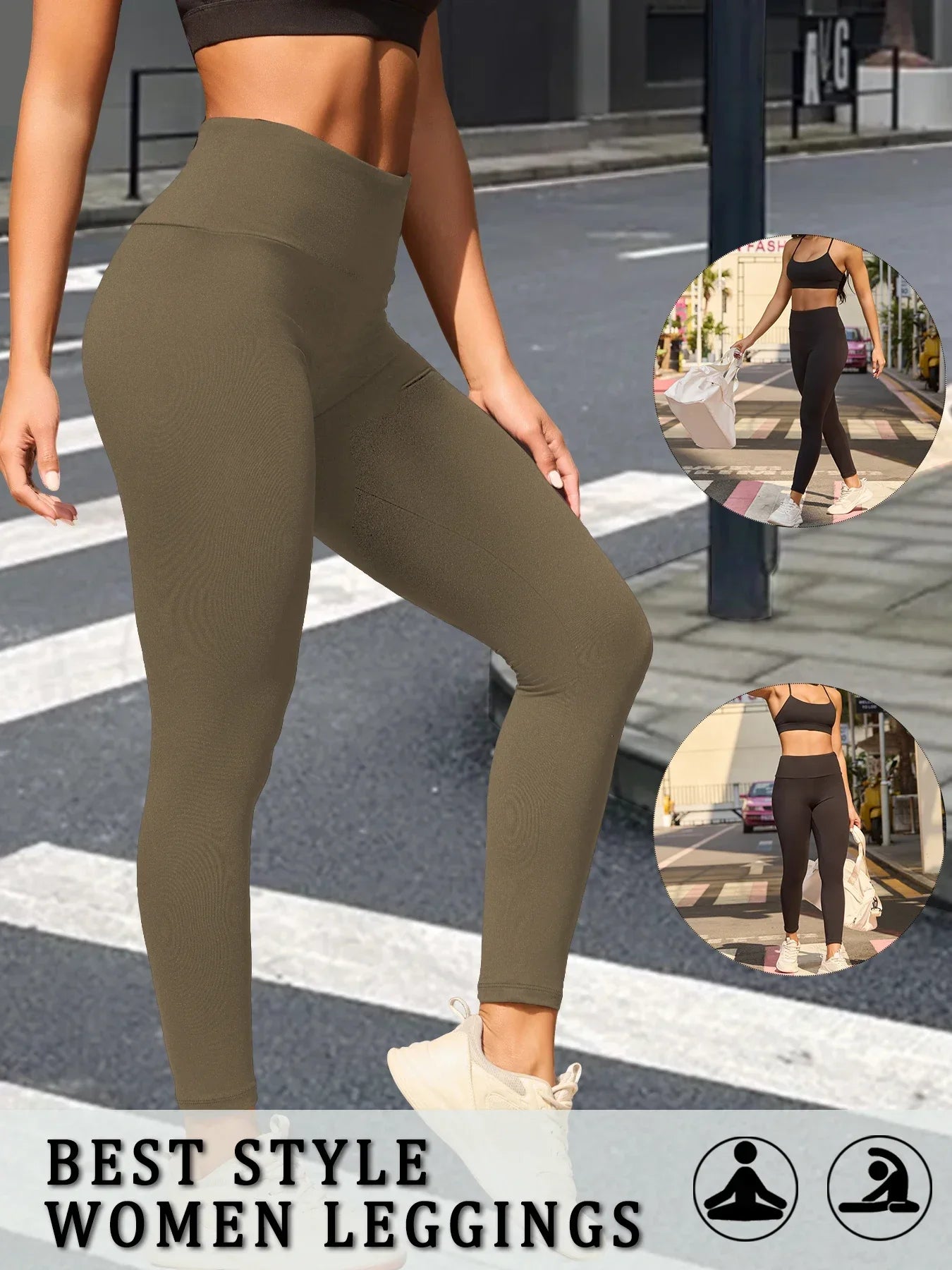 High Waisted Tummy Control Leggings for Women, Super Soft, No See Through, Workout Yoga Running Athletic Push Up Gym Fit