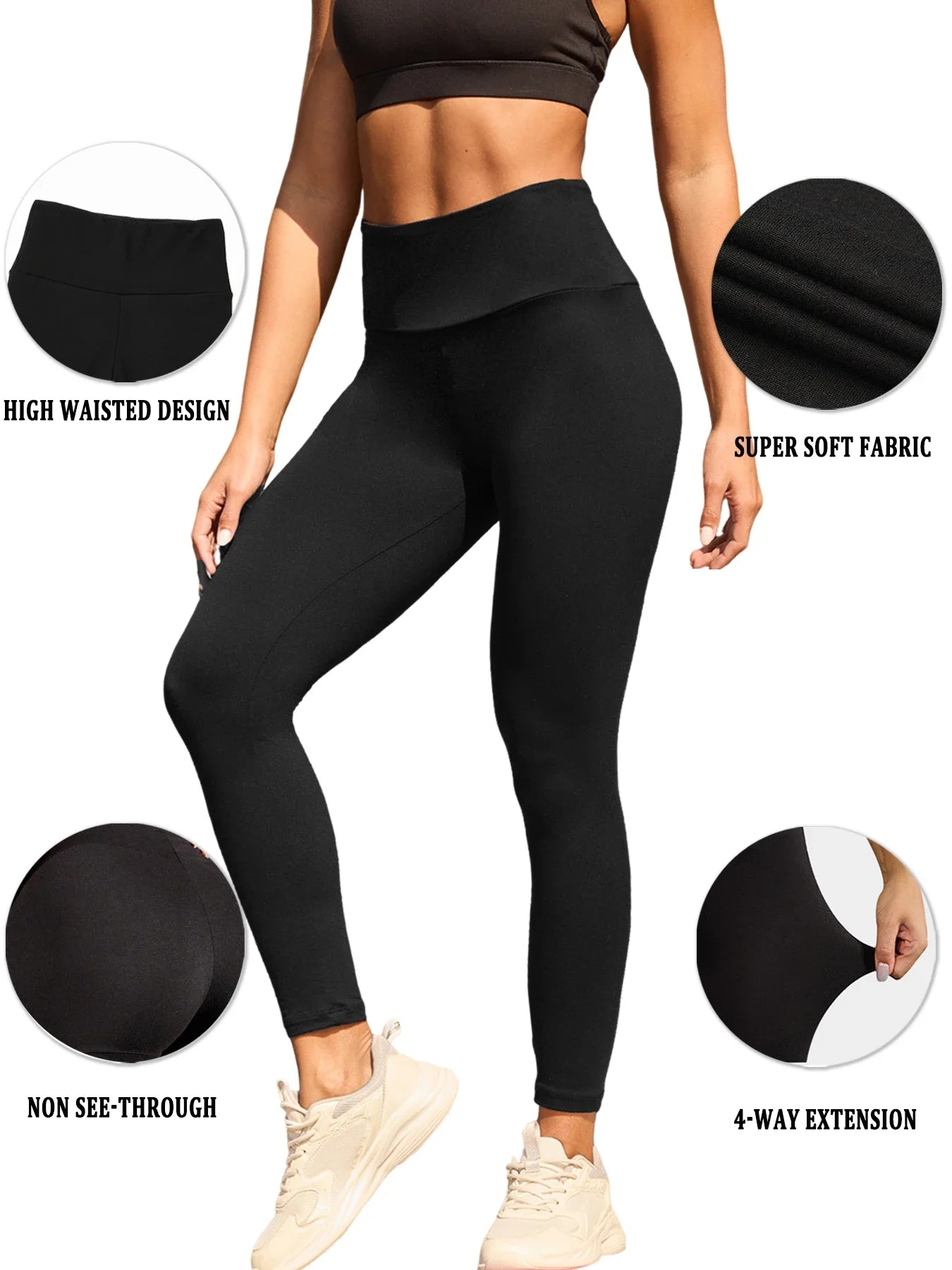High Waisted Tummy Control Leggings for Women, Super Soft, No See Through, Workout Yoga Running Athletic Push Up Gym Fit