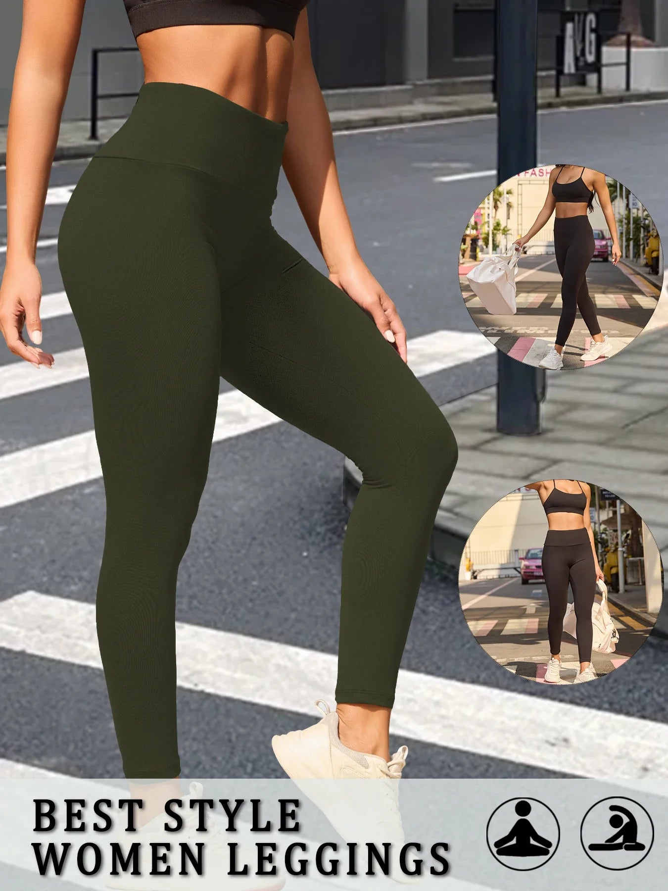 High Waisted Tummy Control Leggings for Women, Super Soft, No See Through, Workout Yoga Running Athletic Push Up Gym Fit