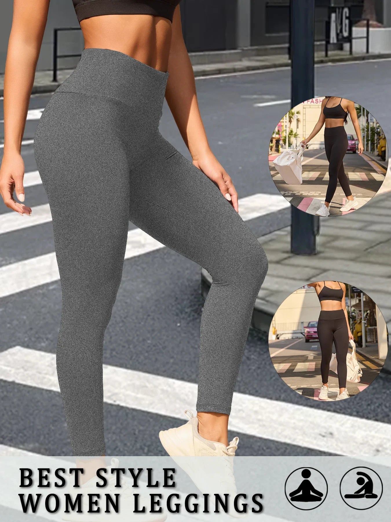 High Waisted Tummy Control Leggings for Women, Super Soft, No See Through, Workout Yoga Running Athletic Push Up Gym Fit