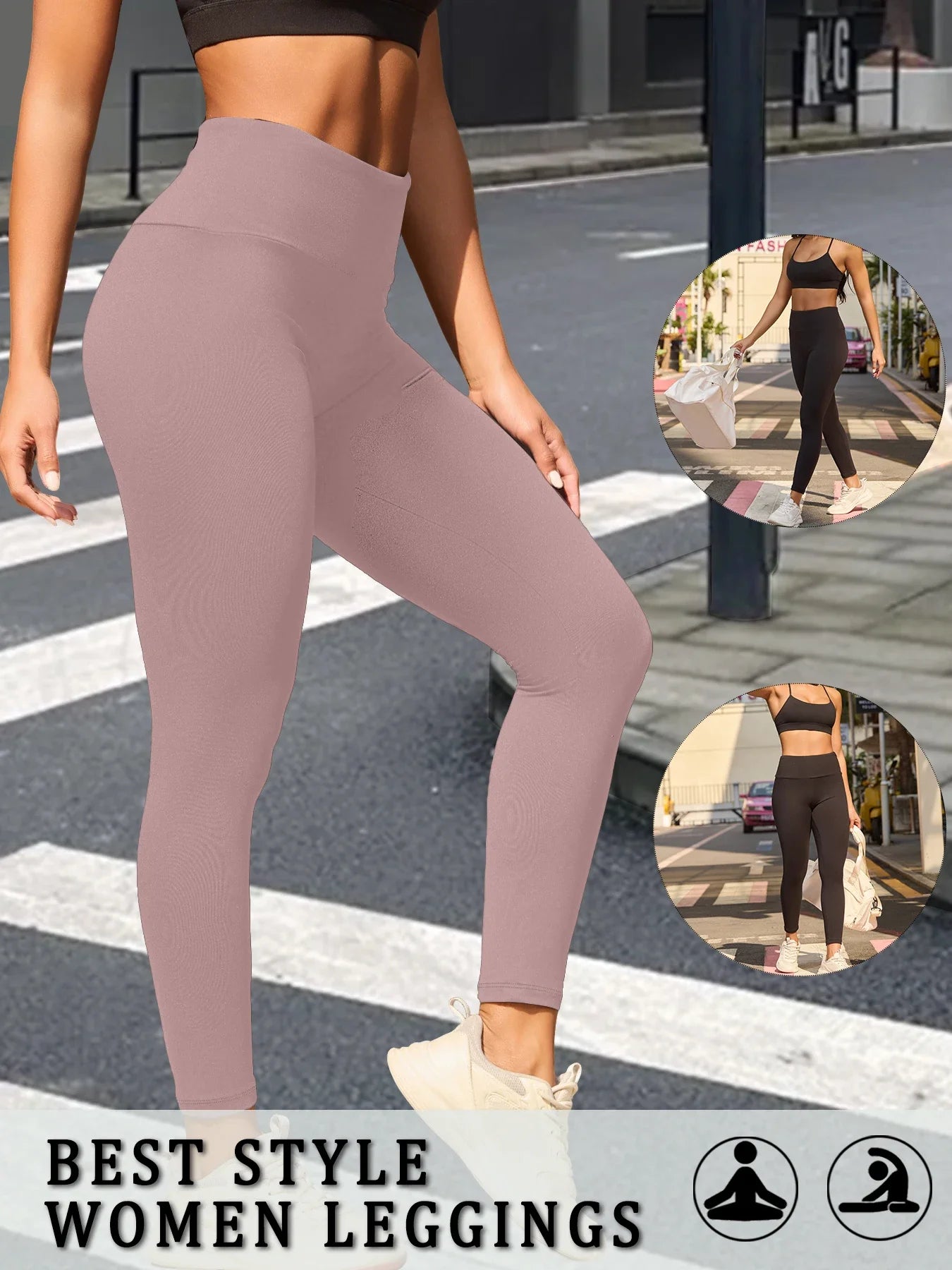 High Waisted Tummy Control Leggings for Women, Super Soft, No See Through, Workout Yoga Running Athletic Push Up Gym Fit