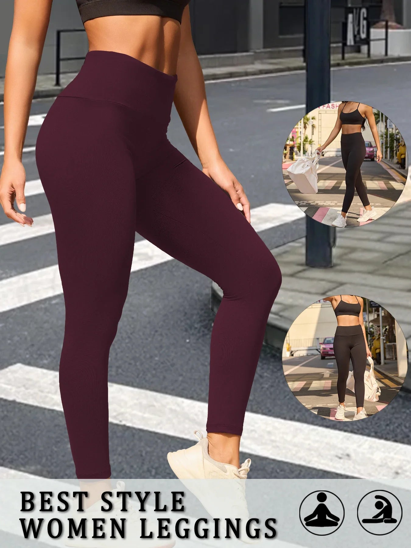 High Waisted Tummy Control Leggings for Women, Super Soft, No See Through, Workout Yoga Running Athletic Push Up Gym Fit