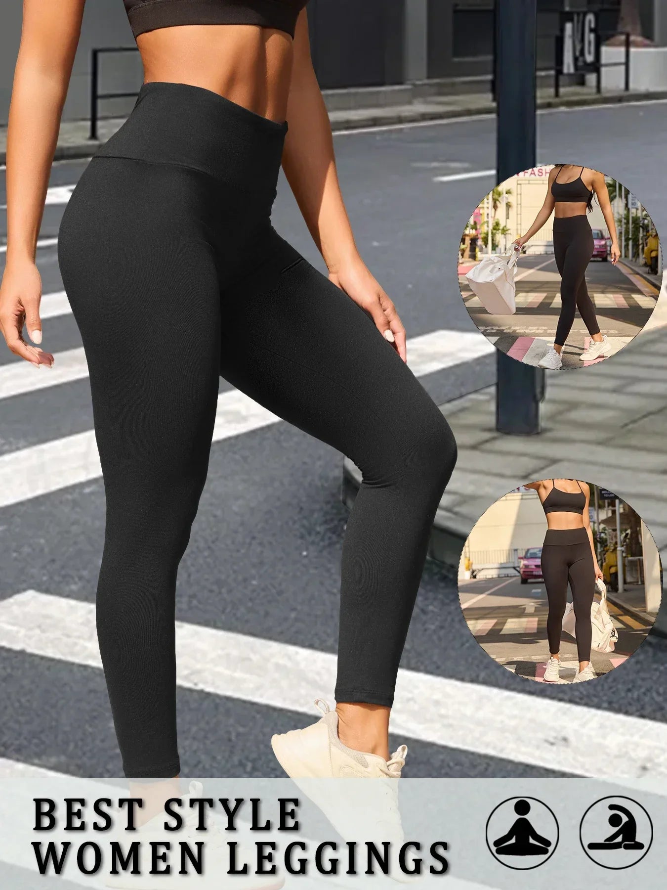High Waisted Tummy Control Leggings for Women, Super Soft, No See Through, Workout Yoga Running Athletic Push Up Gym Fit