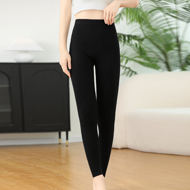 Winter Classic Fashion Pants, Women's Knitted Cashmere Wool Blend, High Elasticity, Warm Receiving Abdomen, High Quality
