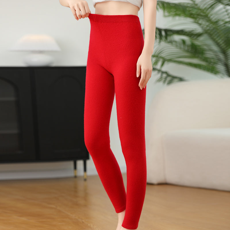 Winter Classic Fashion Pants, Women's Knitted Cashmere Wool Blend, High Elasticity, Warm Receiving Abdomen, High Quality