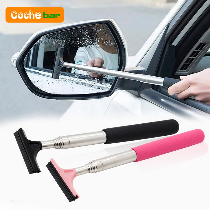 Auto Rearview Mirror Cleaner, Car Glass Mist Wiper Tool, Telescopic Handle Scraper Brush, Car Cleaning Accessories