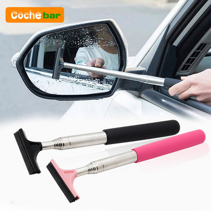 Auto Rearview Mirror Cleaner, Car Glass Mist Wiper Tool, Telescopic Handle Scraper Brush, Car Cleaning Accessories