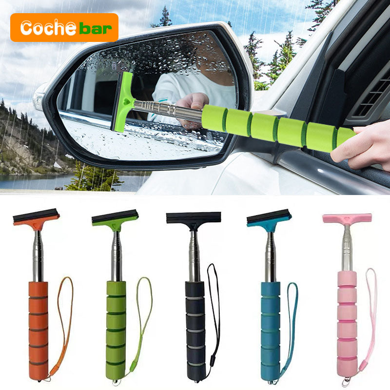 Auto Rearview Mirror Cleaner, Car Glass Mist Wiper Tool, Telescopic Handle Scraper Brush, Car Cleaning Accessories