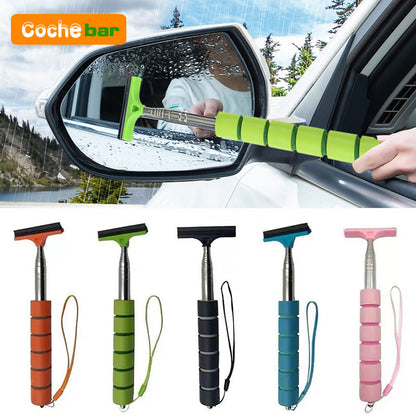 Auto Rearview Mirror Cleaner, Car Glass Mist Wiper Tool, Telescopic Handle Scraper Brush, Car Cleaning Accessories