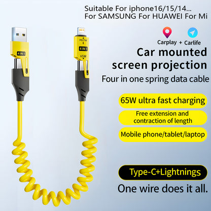 USB C Fast Charging Cable, Zinc Alloy Type C Cable for iPhone, Samsung, Xiaomi, PD Data Spring Charger