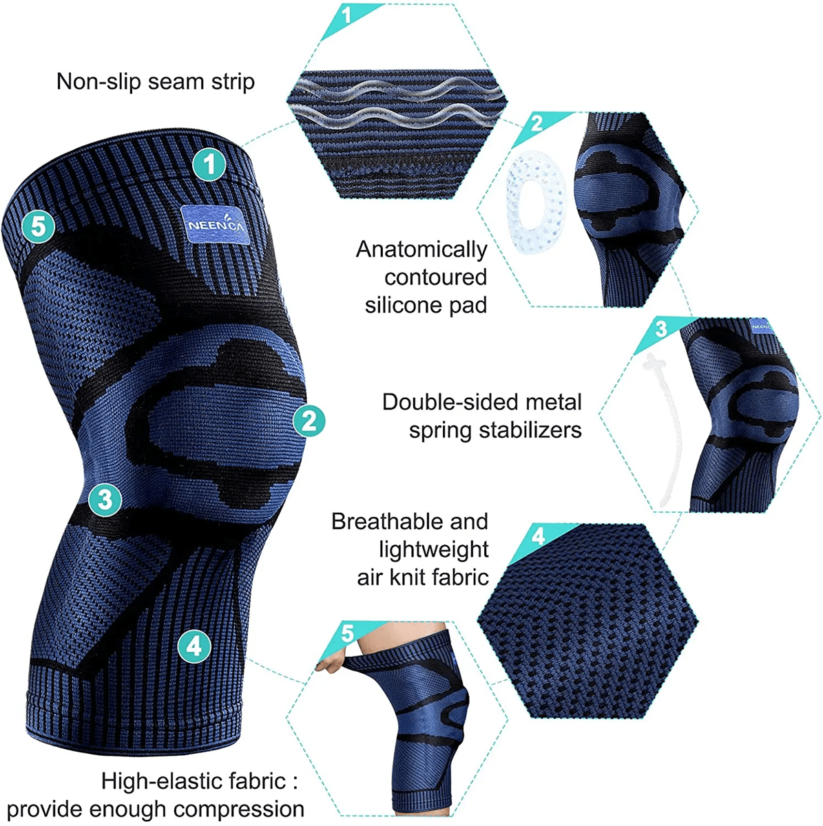 NEENCA Pro Knee Support Brace With Patella Gel And Side Stabilizers 2