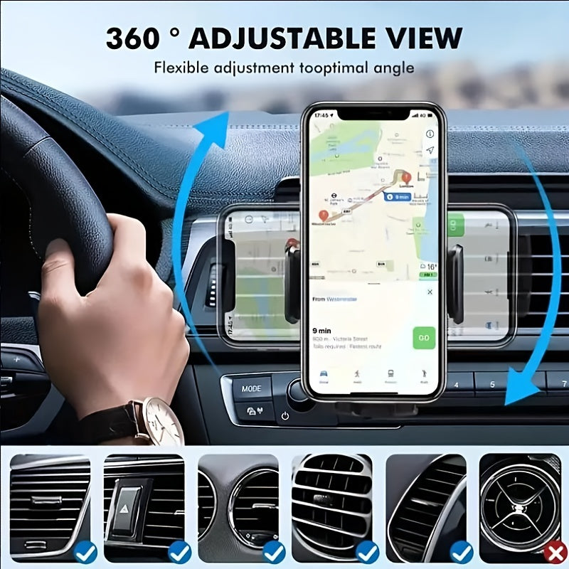 Air Vent Car Phone Holder, Mobile Cell Stand, Secure Clip Mount for Smartphone GPS Support, Fits Phones