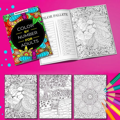 Stress Relief Coloring Book for Adults, Unique Background Color By Number, Anxiety Therapy Art for Men, Women, Teens