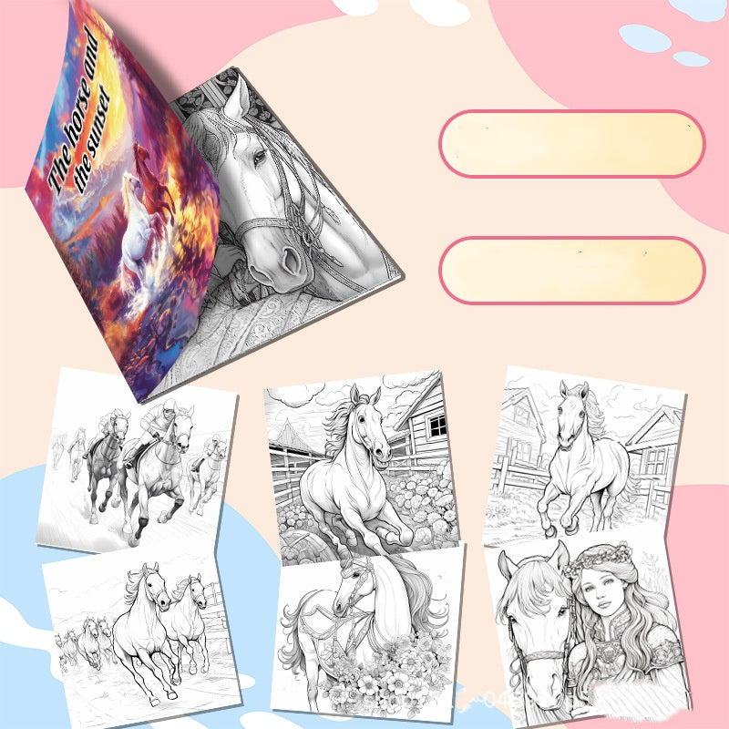 Art Therapy Coloring Book Hand Painted Magical World Of Horses 20 Pages For Soothing Stress Graffit 3
