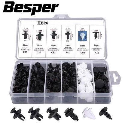 Car Body Push Retainer Kit, Auto Fastener Clips, Mixed Bumper Rivet Set, Door Trim Panel Car Clips Box or Bag
