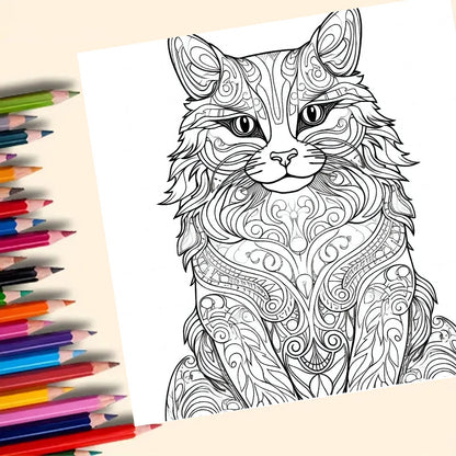 Animal Mandala Coloring Book for Adults, Stress Relief Art Therapy, Realistic Doodle Sketchbook, Creative Drawing Pad