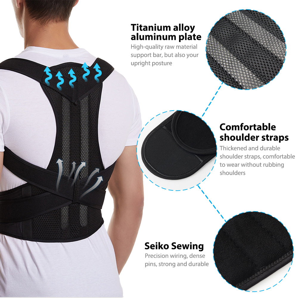 Adjustable Back Brace Posture Corrector, Shoulder Straightener, Full Back Support for Men and Women
