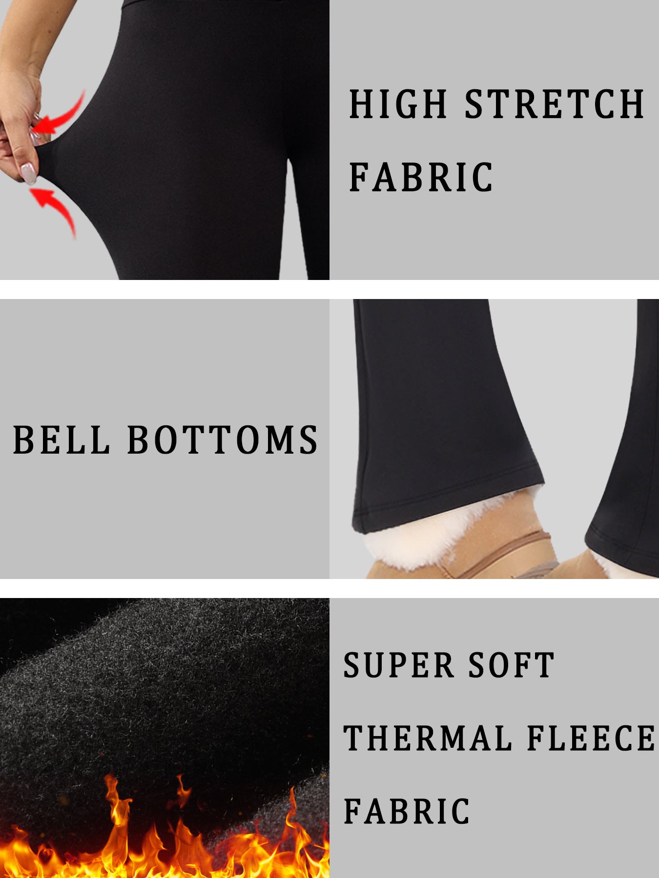 2 Pack Womens Fleece Lined Flare Leggings, High Waisted Tummy Control, Super Soft Bootcut Pants for Yoga, Casual Outfits