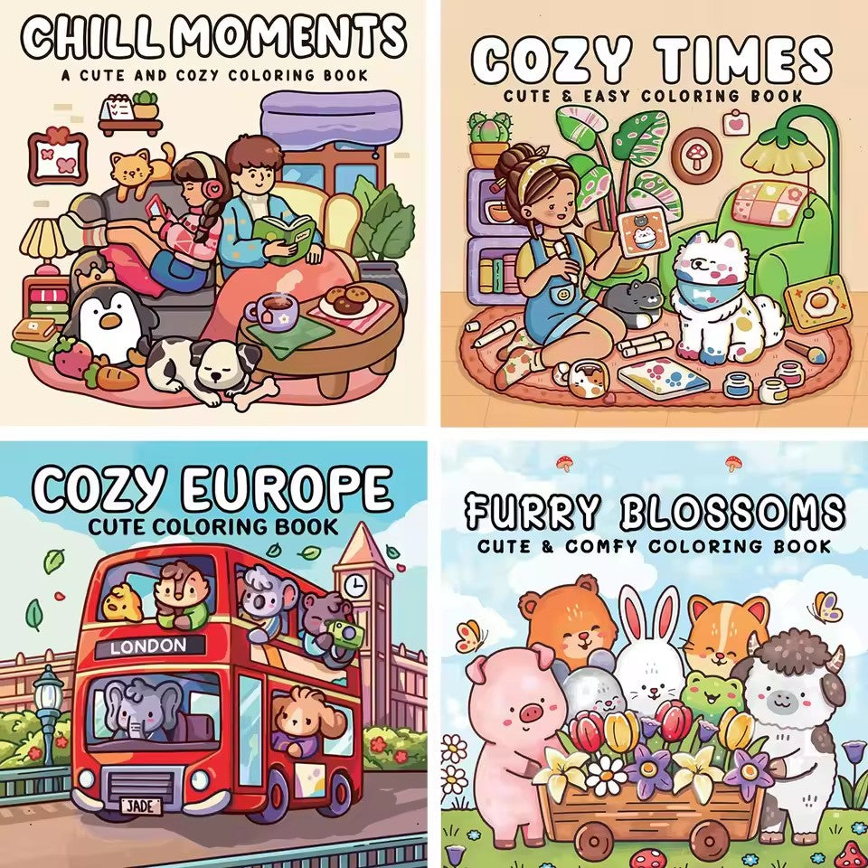 Stress Relief Coloring Book For Adults Chill Moments Drawing Book Perfect Gift For Anxiety Party Bi 1
