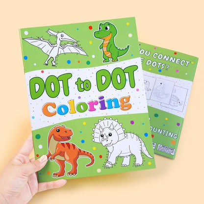 DIY Dinosaur Coloring Book, Kids Arts and Crafts, Dot to Dot Drawing, Cartoon Animals, Montessori Toy