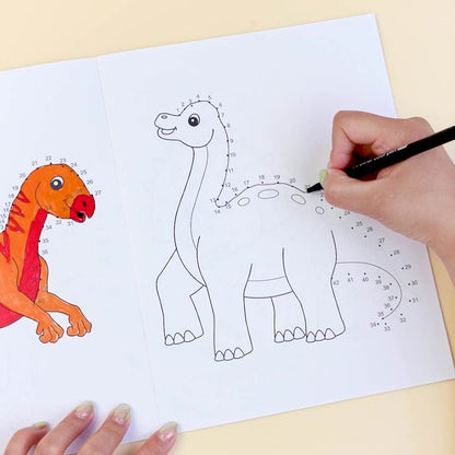 DIY Dinosaur Coloring Book, Kids Arts and Crafts, Dot to Dot Drawing, Cartoon Animals, Montessori Toy