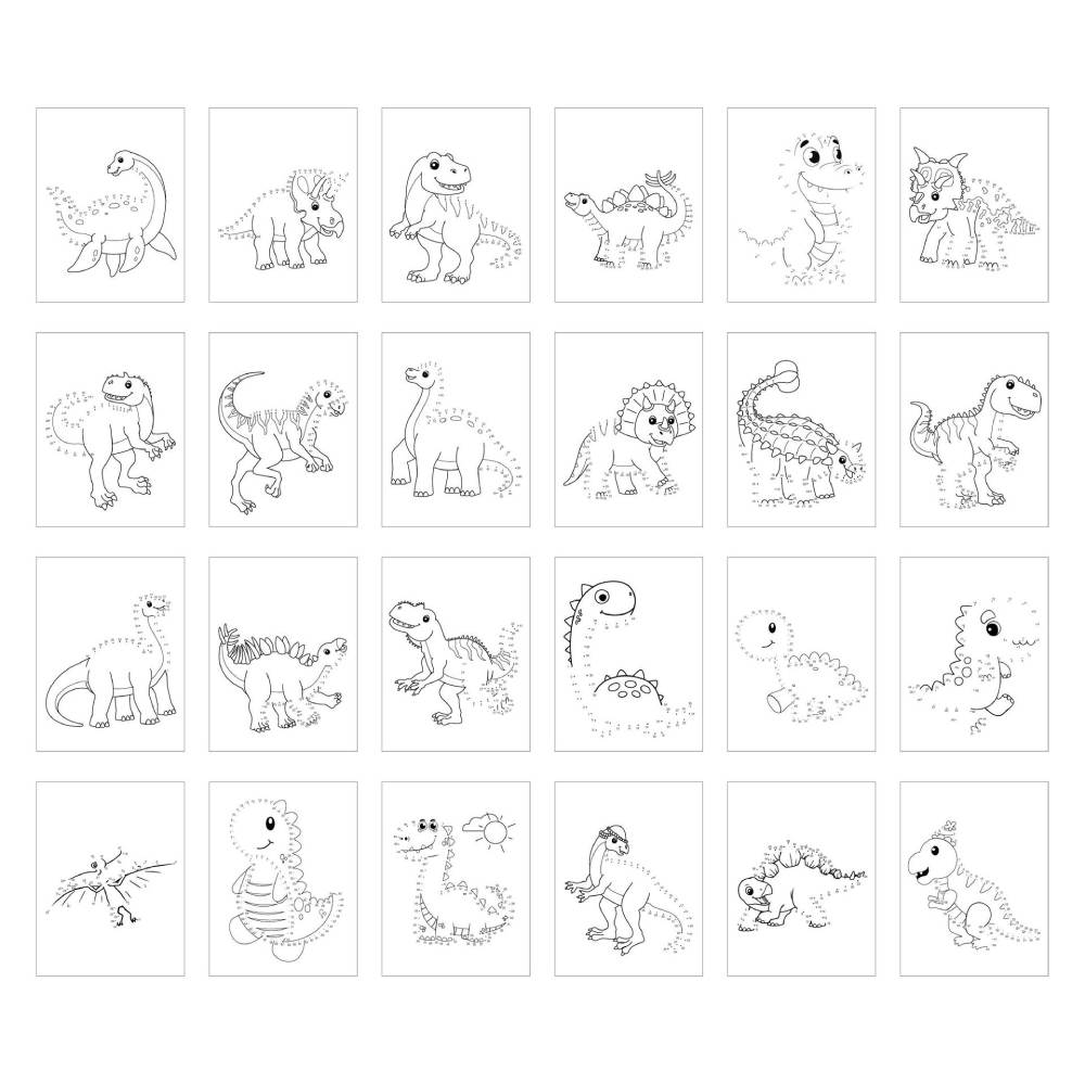 DIY Dinosaur Coloring Book, Kids Arts and Crafts, Dot to Dot Drawing, Cartoon Animals, Montessori Toy
